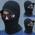 Men Ladies Knitted Visor Beanie Hat Winter Neck Warmer Balaclava Snow Ski Caps. 
