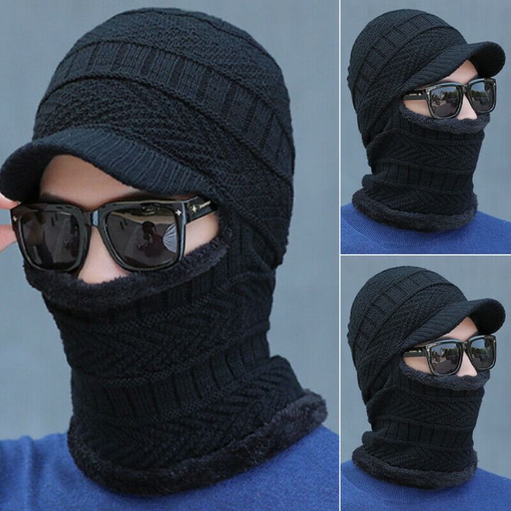 Men%20Ladies%20Knitted%20Visor%20Beanie%20Hat%20Winter%20Neck%20Warmer%20Balaclava%20Snow%20Ski%20Caps%20-%20Image%202