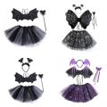 Cute Bat Wings Bat Wings Sets Tutu Skirt 2-8year Bat Wings Skirt Suit Headband Halloween Gift Halloween Stage Wear Sets Halloween Day. 