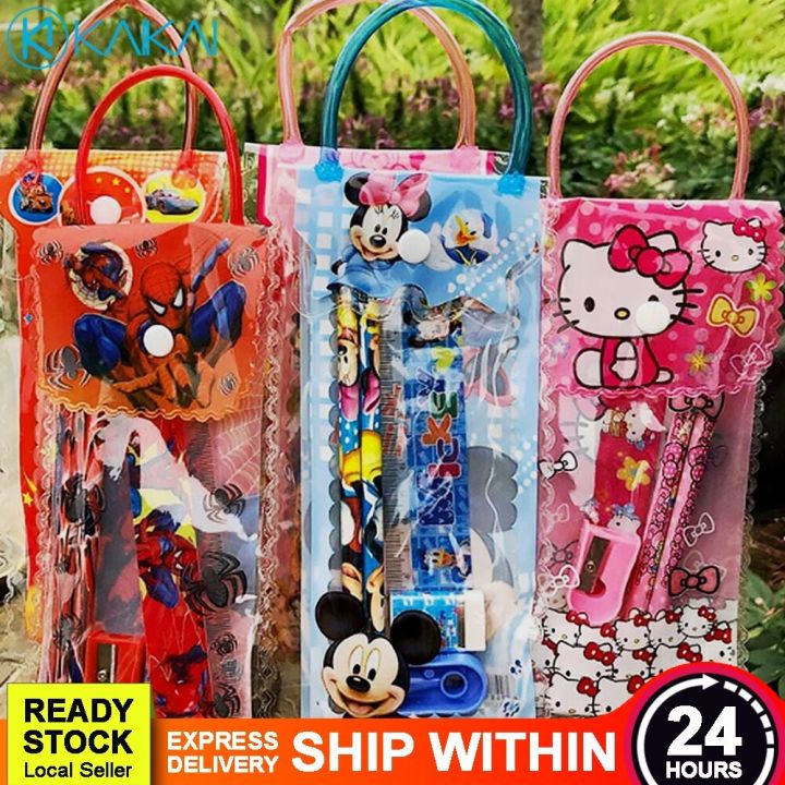 🔥 FREE GOODIES BAG 🔥 6 In 1 Stationery Set Kids School Pencil Eraser Ruler Children Birthday Present Gift Alat Tulis