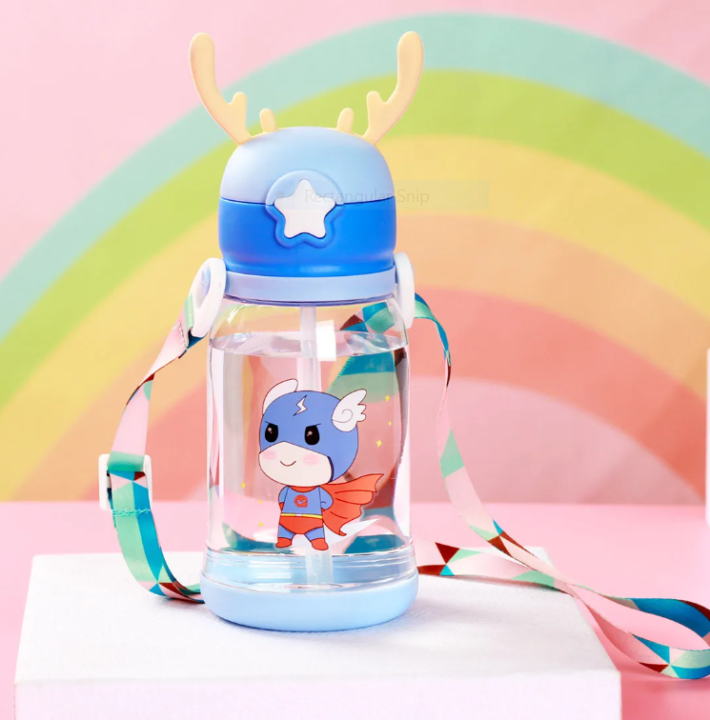 Kids Sipper Water Bottle with Straw Strap And Stricker Sipper Water ...