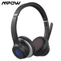 Mpow HC5 Bluetooth Headset V5.0, Wireless Headphones with Dual Microphone, CVC8.0 Noise Canceling, 22+Hrs Talk Time, Soft Ear Pad, Wireless Business Office Headset for Calling, Music (Wired Optional), over 200 hours standby time. 