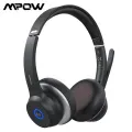 Mpow HC5 Bluetooth Headset V5.0, Wireless Headphones with Dual Microphone, CVC8.0 Noise Canceling, 22+Hrs Talk Time, Soft Ear Pad, Wireless Business Office Headset for Calling, Music (Wired Optional), over 200 hours standby time. 