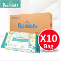 Baby Wipes Poomsoft Pack of 5 (70 Wet Sheets Each) large and soft baby wipes with Cap/Lid. Extra soft Poomsoft baby wipes rash free wipes for Babies. 