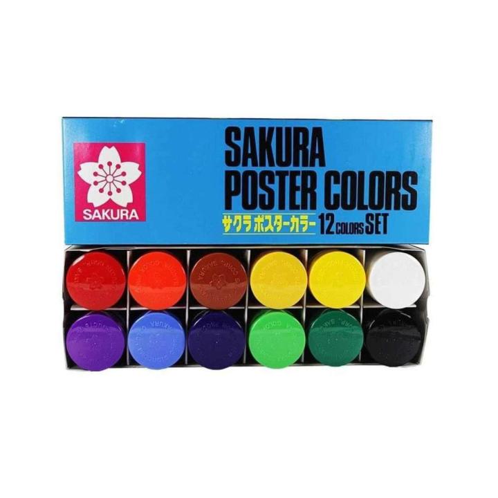 Sakura Poster Colour paints 12 Color Set. | Daraz.pk