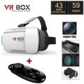 3D VR Box Virtual Reality Glasses with Remote - White. 