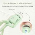 Green Eyelash Curler Portable Electric Heated Perm Comb USB Rechargeable Long Lasting Eyelashes Thermal Curler Makeup Tools. 