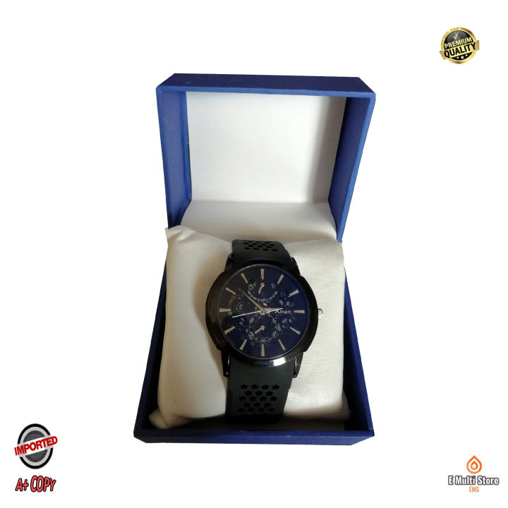 Men's Xmart Quartz Watch, A+ Copy Wrist Watch With Jali Strap, Smart Wrist Watch, High Quality Sport Silicone Band Watch For Man, Branded Imported Wrist Casual Watch