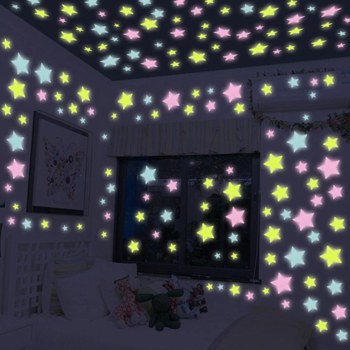 Pack%20of%20100%203D%20Stars%20Glow%20in%20the%20Dark%20Wall%20Stickers%20Luminous%20Fluorescent%20for%20Kids%20Room%20Bedroom%20Ceiling%20Home%20Decor%20-%20Image%208
