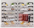 6 Layer Shoe Rack Tier Colored Stainless Steel Stackable Shoes Organizer Storage Stand. 