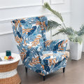 Leaves Printed Wing Chair Cover Stretch Spandex Armchair Cover Nordic Removable Relax Sofa Slipcover Furniture Protector Covers. 
