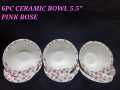 6PC - 5.5 inch, fine bone china floral small bowl, chinese rice bowls ceramic, kitchen bowl porcelain, ice cream bowl. 