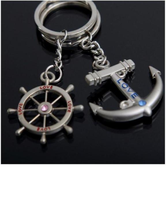 1 pair Anchor Key Ring Metal