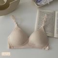 Seamless bra small chest gathered wireless bra soft bra thin bra comfortable bra simple bra push up bra girl bra. 