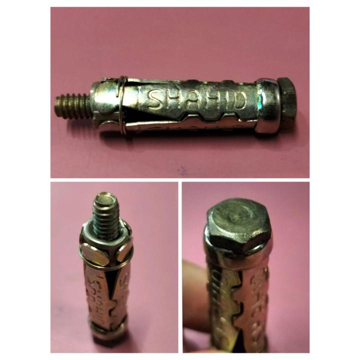 Rawl bolt, size 1/4"/6mm, local make. 10 pcs pouch.length 2"/50mm