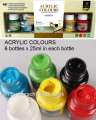 Acrylic Painting Colors - 6 basic colour acrylic paint in bottle 25ml in each. 