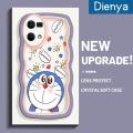 dienya For OPPO Reno 7 4G Reno 8 4G F21 Pro Case Cartoon Doraemon Pattern Macaron Colorful Lovely Cream Wave Border Soft Clear Shockproof Phone Cases Creative Camera Transparent Casing Simple Gentle Protective Cover. 