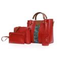 4 Piece Canva Handbag Red. 