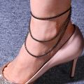 Fashion 3 Layers Crystal Anklet Bracelet High Heel Decor Bijoux Femme Leg Ankle Chain Foot Jewelry Barefoot Sandal For Women. 