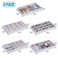 Jewelry Organizer Tray, 5 Pcs Stackable Velvet Jewelry Organizer for Drawer, Jewelry Storage Display Trays Showcase. 
