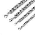 Solid Silver Italian Cuban Link Silver Color Stainless Steel Neck Chain for Men/Female-Made in Italy. 