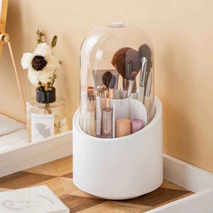360%20Degree%20Rotating%20Makeup%20Brush%20Holders%20with%20Clear%20Lid,Brush%20Storage%20Dust%20Proof%20Box%20Makeup%20Organizer%20for%20Bathroom,%20Vanity,%20Makeup%20Container%20-%20Image%202