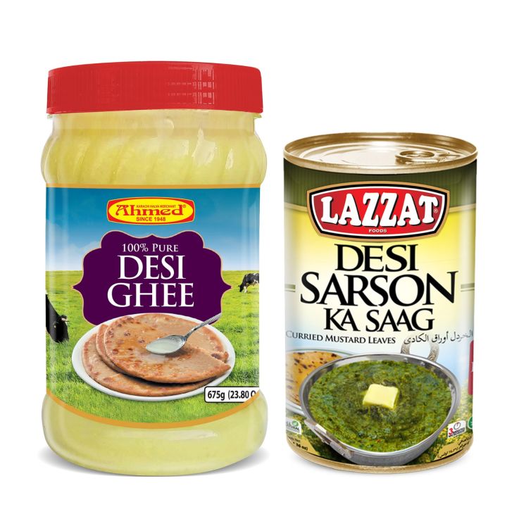 AKHM Desi Ghee 675g & Sarson Ka Saag 425g