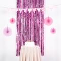 Pink Metallic Tinsel Foil Fringe Curtains 3.2ft x 6.5ft Backdrop Photo Booth Pink Metallic Foil Curtain for Birthday, Wedding, Bridal Shower, Baby Shower, Anniversary Party Decoration. 