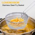 Removable Handle Cooking Basket Stainless Steel Fry Basket with Handle for Crispy Fries Fried Chicken Kitchen Round Frying Basket for Cooking Multipurpose Cooking Tool. 