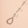 Fashion Heart Pendant Chain Bracelet -Link Connected Gold Metal Wide Finger Ring Bracelets -Women Link Hand Harness Jewelry. 