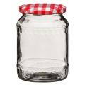 Clear Glass Jar with Red Gingham Lid - 630ml - Premier Home. 