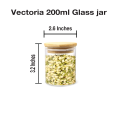 200ml Small Clear Glass Jar with Bamboo Silicone Sealed Lid (6 Pack) Nuts Spice or Kitchen Storage. 