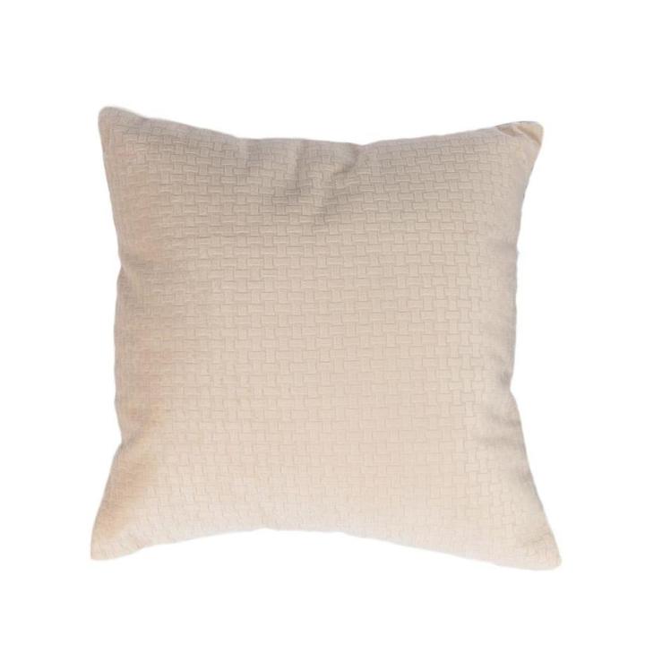 Creme  Suede Self Embossed cushion Cover 20x20 Inch With Filling