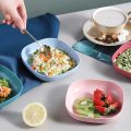 10 Pcs Plastic Plates With Stand, Multi-function Dish,Square Lightweight Wheat Straw Plates, Deep Dinner Dishes, Camping Dinnerware for Serving pasta fruit. 