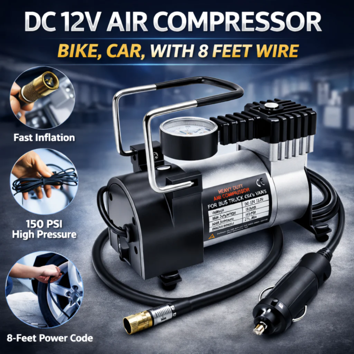 12 Volt Electric Car Air Pump Car Air Compressor Car Tyre Air Inflator