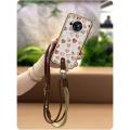 Diagonal Fashion Design Phone Case For Sharp Aquos R7/SH-52C Back Cover Full wrap Silicone Necklace Graffiti Lanyard TPU. 