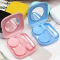 Macaron Color Mini Eye Contact Lenses Cases Girl Black Purple Contacts Lens Container Case Silicone Tweezers Mini Pocket Box. 