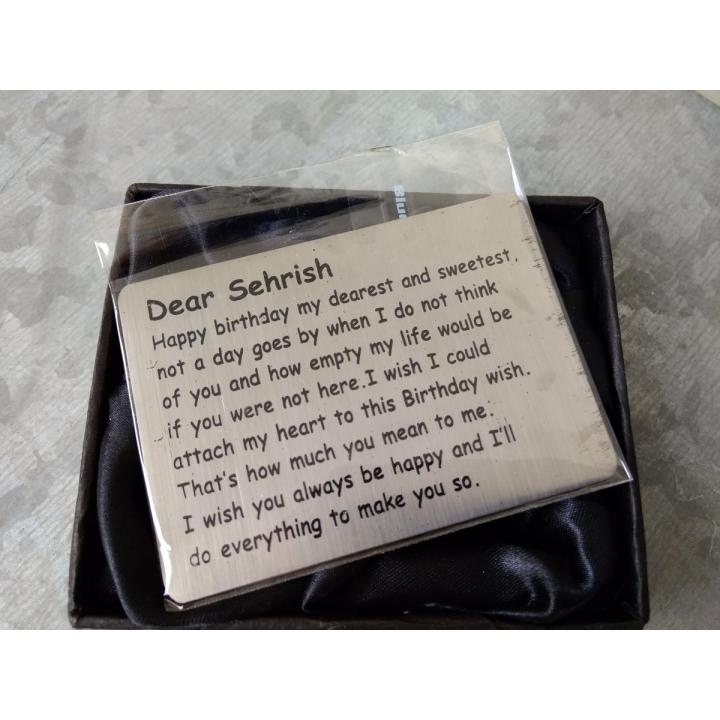 Metal Wallet Card Gift for your Husband Wife Love by Mo Mart
