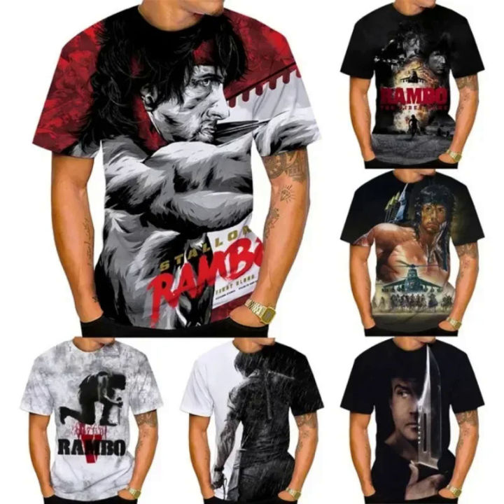 RAMBO Movie 3D Printing Men's and Women's T-shirt Fashion Trend Casual Personality Street Harajuku Funny Short-sleeved Top