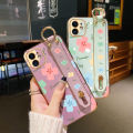 dienya For vivo Y20S G Case With Wristband Cartoon Cute Flower New Design Square Edge Shockproof Phone Shell Cases Pattern Plating Silicone Casing Full Cover Camera Thin Protection SoftCase. 