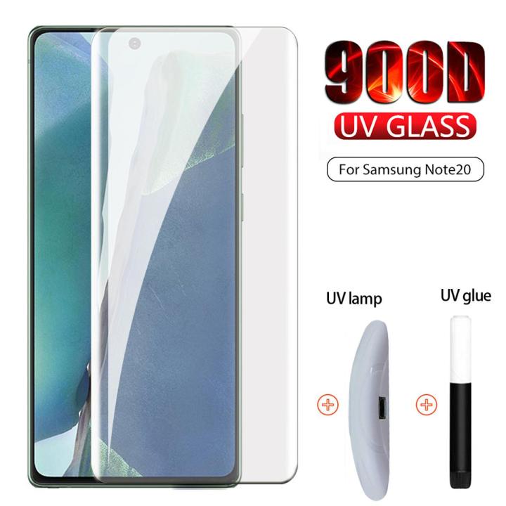 For Samsung Galaxy Note20 999D UV Tempered Glass for Samsung Galaxy Note20 3D Curved Screen Protector Full Coverage Protective Film Screen Protectors Include UV Lamp and UV Glue