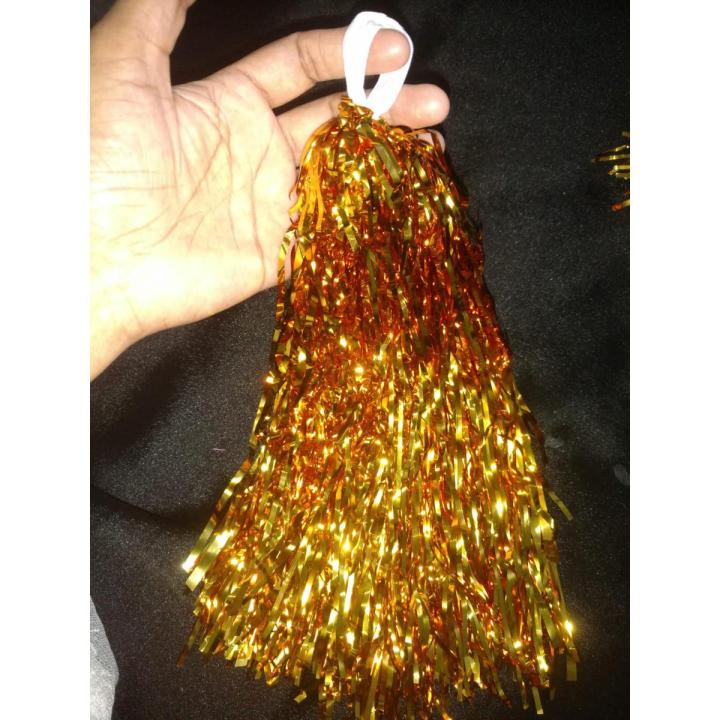 1pcs approx 13 inch Long Yellow Foil Cheerleader Pom Pom for kids elder women men use birthday party  backdrop sports matches school college game party Cheer Dance Party Dress Sport Poms cheerleading