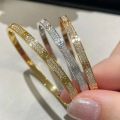 2025 Bitterolis love wide and narrow version Kajia high version fifth generation bracelet women's baby's breath V gold 18K rose gold bracelet for men and women couples. 