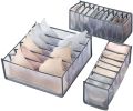 Pack of 3-3Pcs/Set Bra socks panty drawer organizer Foldable underwear box Wardrobe clothes storage box Net fabric underwear organizer. 