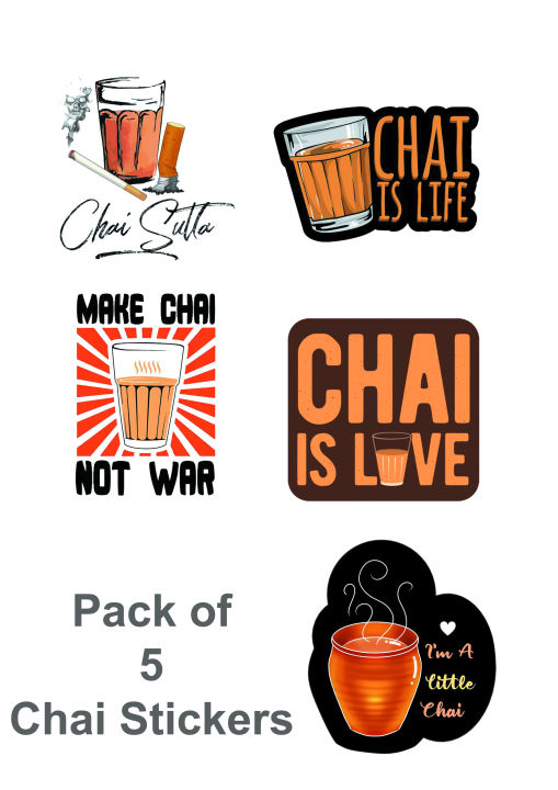 Chai is Life Sticker - 3 inch x 2 inch - Pack of 5