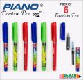 PIANO Fountain Pen 555 - Easy Grip, Iridium Nib, Large ink Storage - Pack of 6 Fountain Pens. 