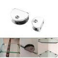 2PCS Bathroom Mirror Glass Clip Stainless Steel Half Round Glass Clamp Advertising Plate Glass Holder Shelf Clamp Bracket With Screws For Cupboard Door. 
