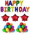 Happy Birthday Foil Balloons Set 13 letters- Inflatable Party Decore- size 16"- Reusable. 