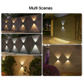 Auoyo  Solar Outdoor Lighting Wall Light Solar Outdoor Waterproof Lamp Dual Head Up And Down Dual Color Luminescent High Brightness Wall  Spotlights Door Signs And Wall Lights. 
