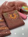 3 piece unstitched Dress for women & Girls beautifull embroidery work handemade design PINK colour suit for girls. 